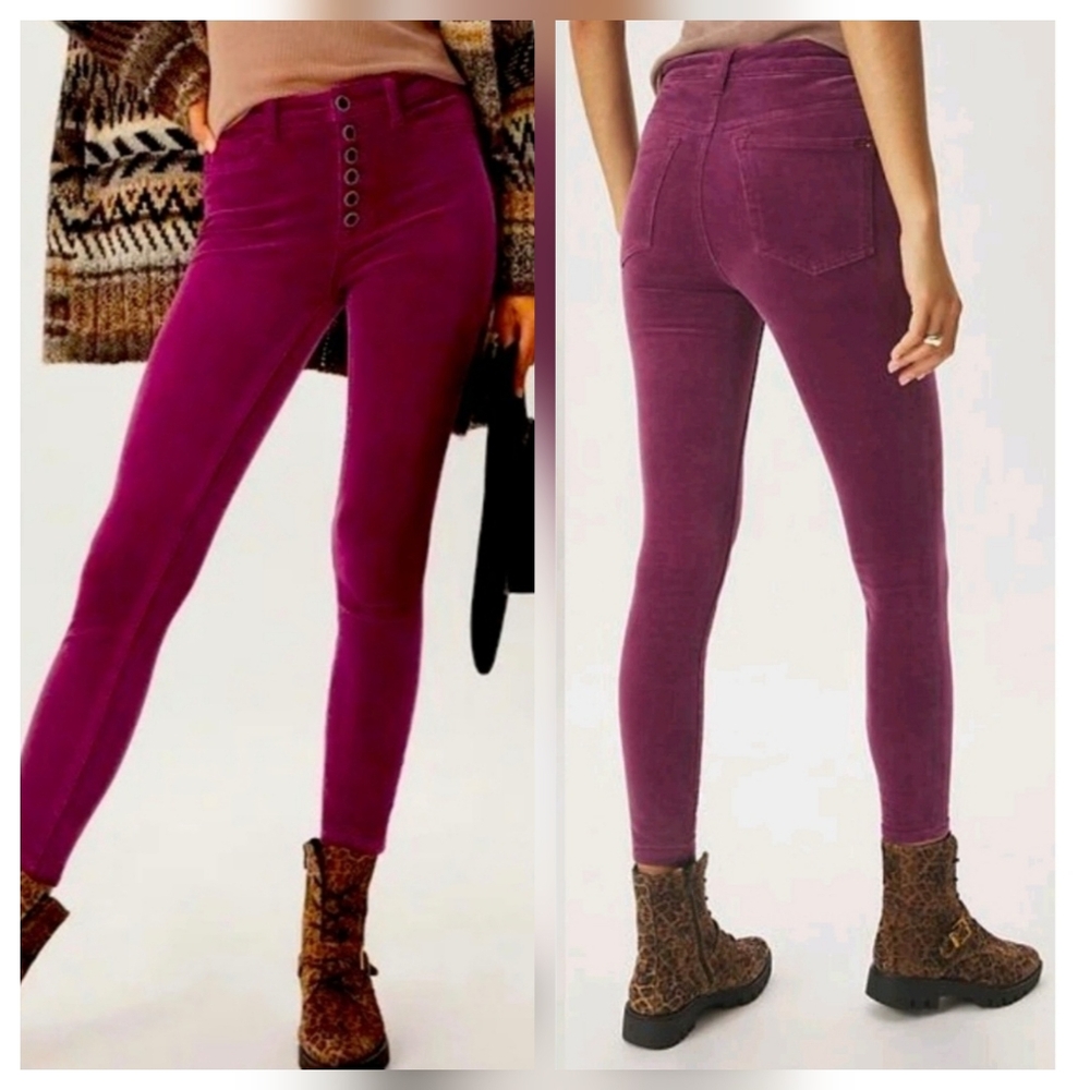 Anthropologie Pilcro High Rise Skinny Corduroy Pants Buttonfly Sz 30